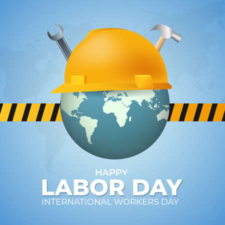 International workers day happy Labor day with helmet and equipments on isolated background vectorのイラスト素材