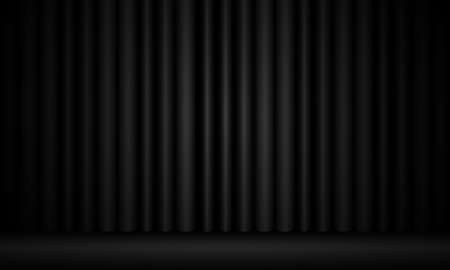 Black curtain illustration in opera or cinema on isolated backgroundのイラスト素材