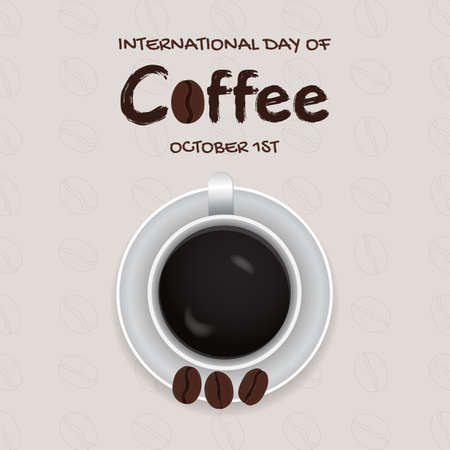 International Coffee Day October 1st illustration on isolated backgroundのイラスト素材