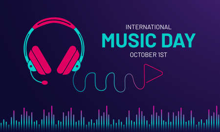 International Music Day October 1st illustration banner on isolated background designのイラスト素材