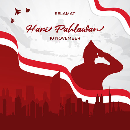 Indonesian National Heroes day November 10th background design. Hari Pahlawan Nasional Indonesiaのイラスト素材