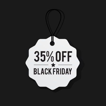 Black Friday white price tag label offer illustration on isolated background design