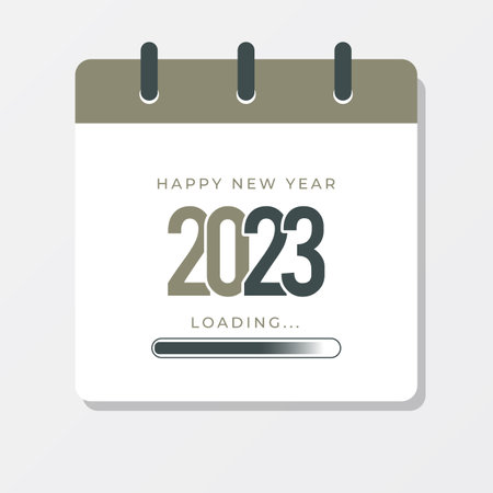 Happy new year 2023 loading with calender illustration on isolated background designのイラスト素材