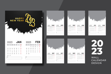 2023 new year clean modern vertical calendar template design on isolated backgroundのイラスト素材