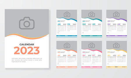 Creative minimalist 2023 new year vertical wall calendar template background designのイラスト素材