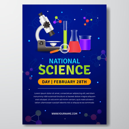 National Science Day February 28th illustration poster background designのイラスト素材