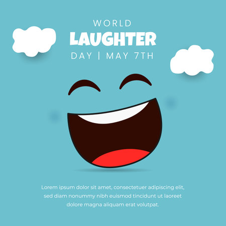 World laughter Day May 7th with laugh expression illustration on isolated backgroundのイラスト素材