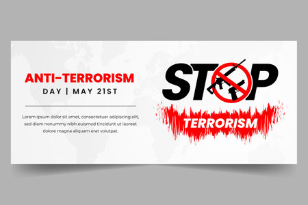 Anti-terrorism day May 21st with stop terrorism campaign horizontal banner designのイラスト素材