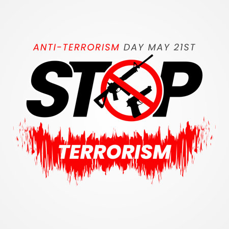 Anti-terrorism day May 21st with stop terrorism campaign designのイラスト素材