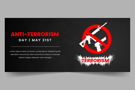 Anti-terrorism day May 21st horizontal banner with guns forbidden illustration designのイラスト素材