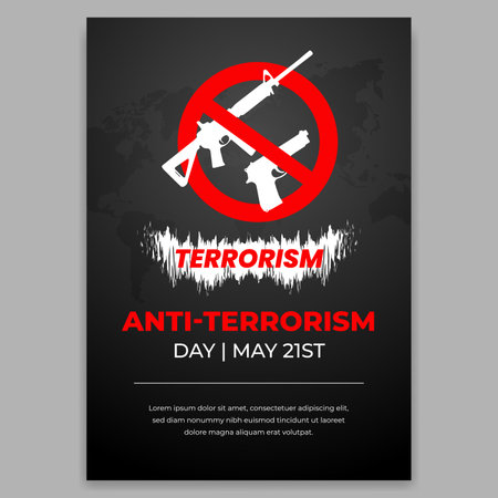 Anti-terrorism day May 21st flyer design with guns forbidden illustrationのイラスト素材