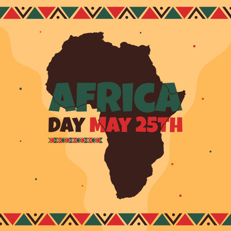 Africa day May 25th banner with map and african pattern illustration designのイラスト素材