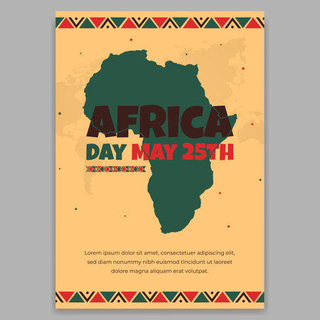 Africa day May 25th flyer design with map and african pattern illustrationのイラスト素材