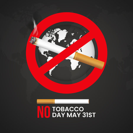 World No Tobacco Day May 31st with cigarettes ban illustrationのイラスト素材