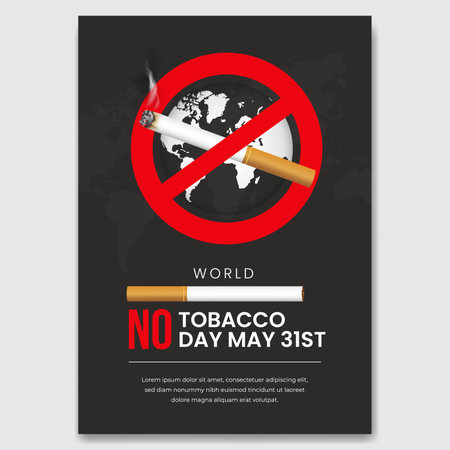 World No Tobacco Day May 31st with cigarettes ban illustration flyer designのイラスト素材