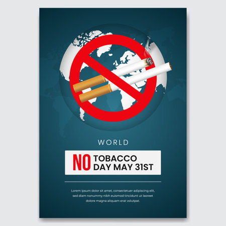 World No Tobacco Day May 31st with cigarettes forbidden sign and globe illustration flyer designのイラスト素材