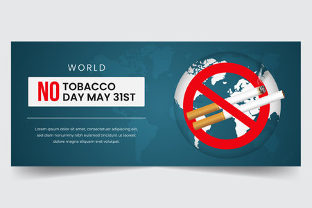World No Tobacco Day May 31st with cigarettes forbidden sign and globe illustration banner designのイラスト素材