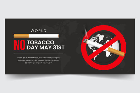 World No Tobacco Day May 31st with cigarettes ban illustration banner designのイラスト素材