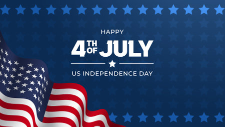 US Independence Day July 4th banner illustration on decorative backgroundのイラスト素材