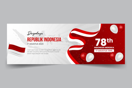 Indonesia Independence Day August 17th and 78th Indonesia Independence illustration banner designのイラスト素材