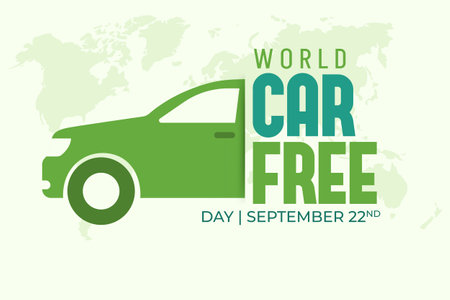World Car Free Day September 22nd with car and text illustrationのイラスト素材
