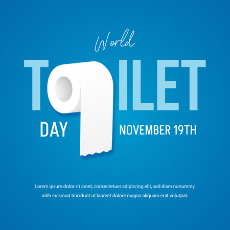 Roll tissue illustration concept of World Toilet Day November 19th on isolated backgroundのイラスト素材