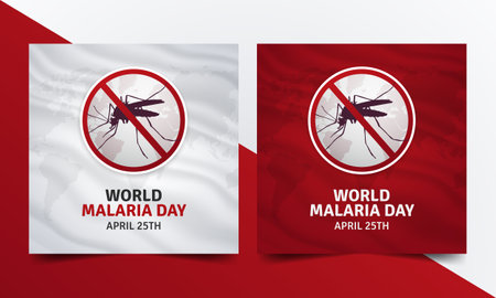 World Malaria Day April 25th with mosquito stop silhouette sign illustrationのイラスト素材