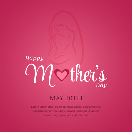 Mothers Day May 10th with silhouette of baby and mother illustration on isolated backgroundのイラスト素材
