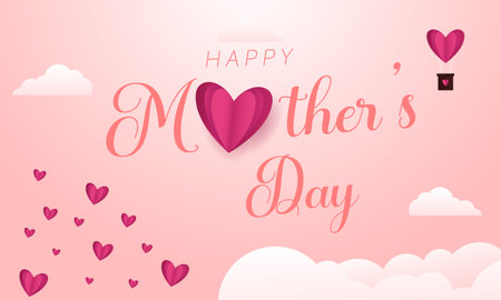 Happy Mother's Day May 10th with a love color tone scene on an isolated backgroundのイラスト素材
