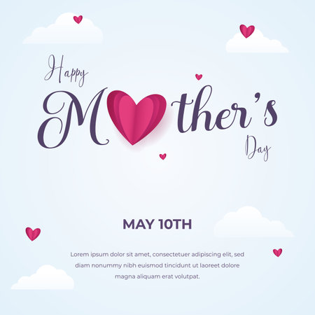 Mother's Day May 10th with love and text on an isolated backgroundのイラスト素材