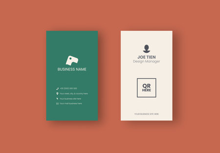 Two sides name card simple design template with vertical orientation for business professionalのイラスト素材