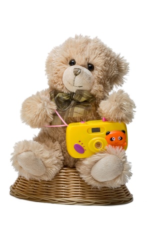 Little bear make a photo の写真素材