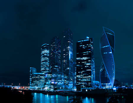 Moscow city at night, Russia Russian skyscrapers, Moscow cityの写真素材