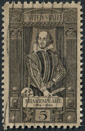 United States of America-Circa 1964  A stamp commemorating the 400th birthday of William Shakespeare...