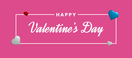 Valentines day card with hearts on pink background. Vector illustration.のイラスト素材