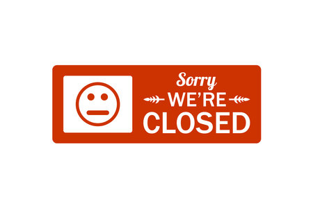 Sorry we are closed sign. Label or sticker. Vector illustration.のイラスト素材