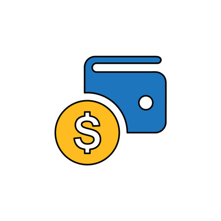 Wallet and coin vector icon. Wallet and coin vector icon on white backgroundのイラスト素材
