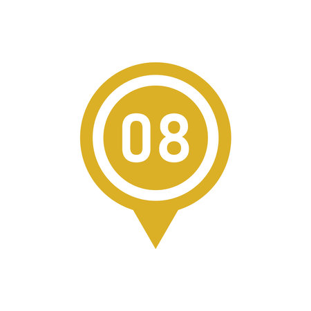 Number 8 pin location icon. Map pointer. Map markers. Vector illustrationのイラスト素材