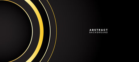 Abstract black and gold overlapping circles technology digital hi-tech background. Vector illustrationのイラスト素材