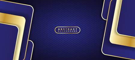 Abstract blue and gold background with geometric shapes. Graphic design element. Vector illustrationのイラスト素材