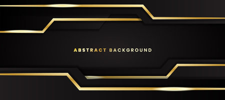 Abstract black and gold background with golden lines. Graphic design element. Vector illustrationのイラスト素材