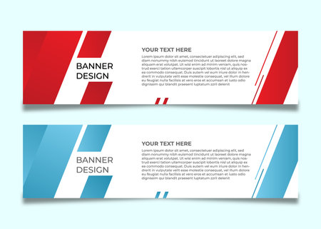 Modern business banner template in blue and red colors. Vector illustration.のイラスト素材
