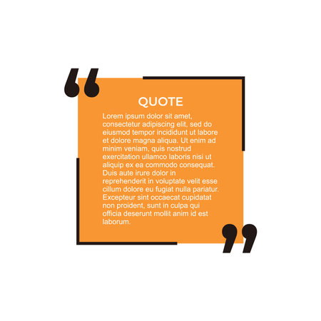 Quote frame. Mockup of quatation square box. Editable quoted message on white background.のイラスト素材