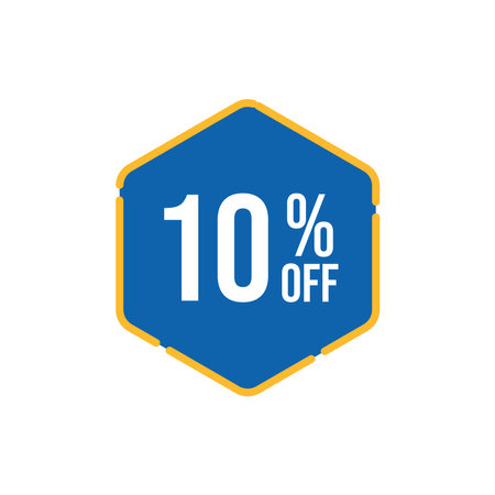 10 percent off sign icon in flat style. 10 percent sale discount symbol