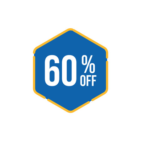 60 percent off sign icon in flat color style. Sale discount symbol