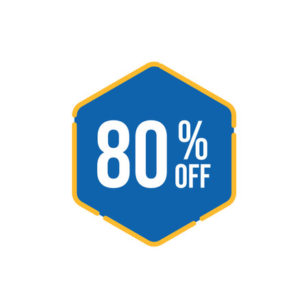 80 percent off sign icon in flat color style. Sale discount symbolのイラスト素材