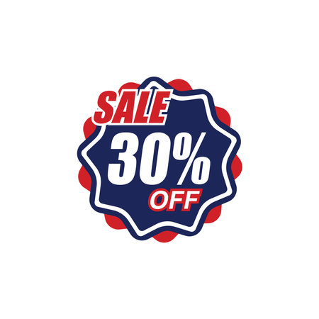 Sale 30% off label on white background. Vector illustration.のイラスト素材