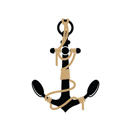 Anchor with rope on a white background. Vector illustration.のイラスト素材