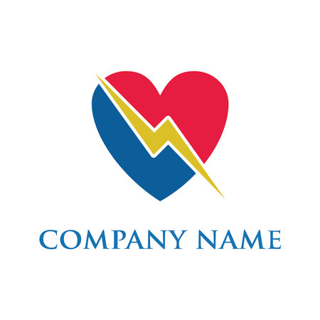 Heart and arrow logo design. Health care and medical vector logo.のイラスト素材