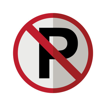 No parking sign icon. Vector illustration in flat style. Isolated on white background.のイラスト素材